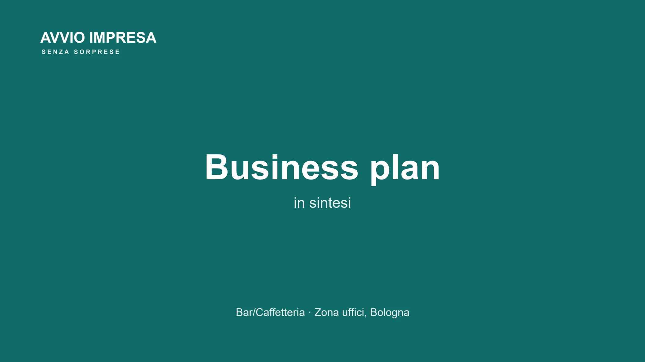 La copertina del business plan generato